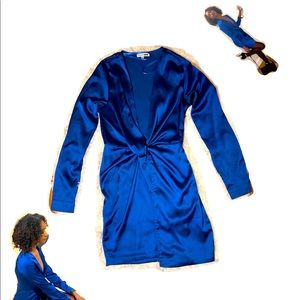 Fashion nova blue statin mini dress. XS